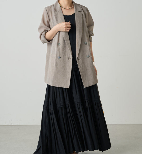  「【3サイズ展開】サテンティアードキャミワンピース」|ワンピース|ブラック