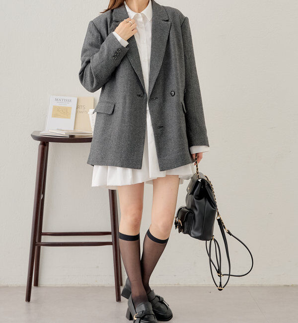  「【SNS総再生回数400万回突破！セットアップ対応】オーバーダブルジャケット」|テーラードジャケット|