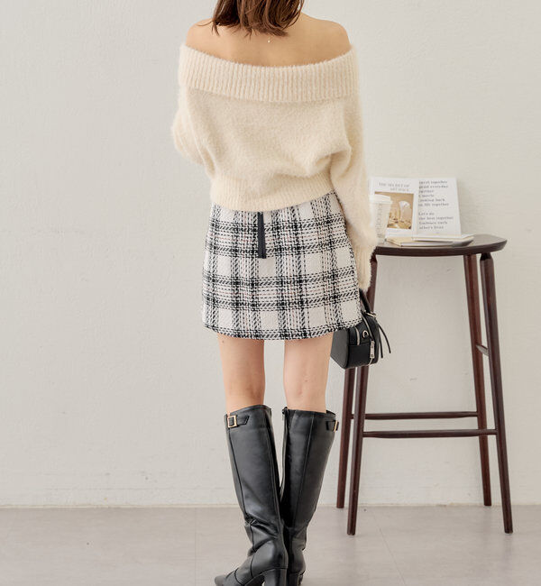  「【セットアイテム】オフショルニットセットチュールワンピース」|ワンピース|