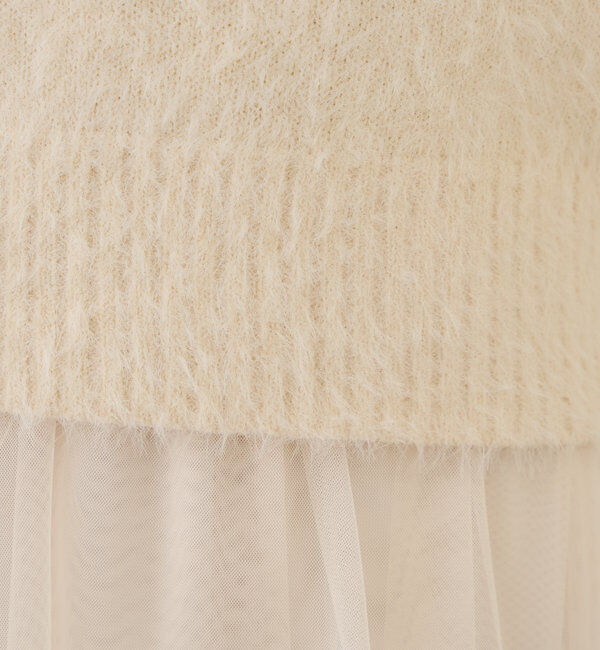  「【セットアイテム】オフショルニットセットチュールワンピース」|ワンピース|