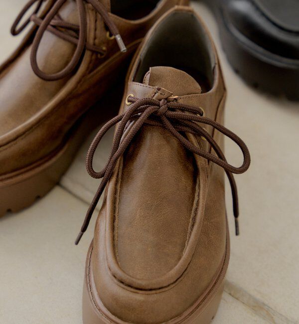  「【3サイズ展開】厚底レースアップローファー」|その他|