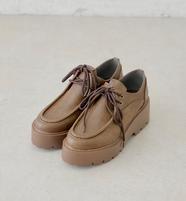  「【3サイズ展開】厚底レースアップローファー」|その他|
