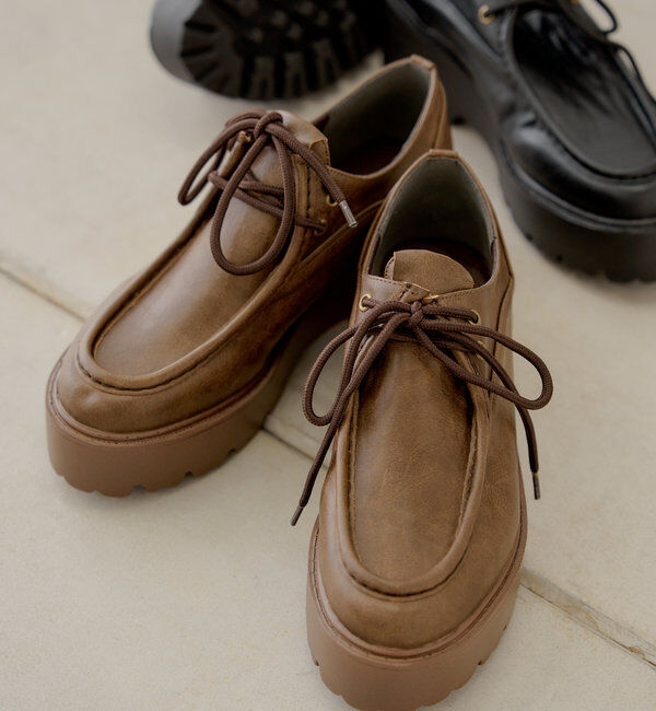  「【3サイズ展開】厚底レースアップローファー」|その他|