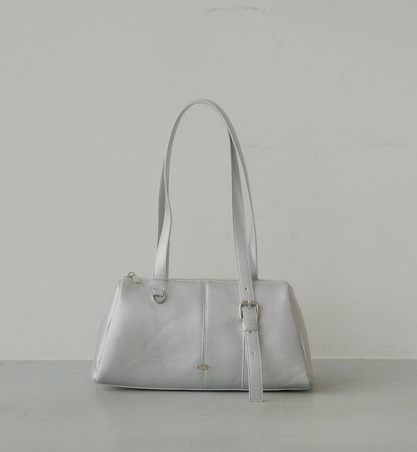 「アシメハンドルロングスリーブボストンバッグ」|ボストンバッグ|シルバー