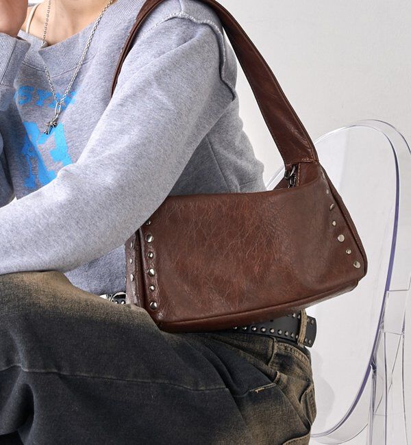  「スタッズバッグ」|トートバッグ|ブラウン