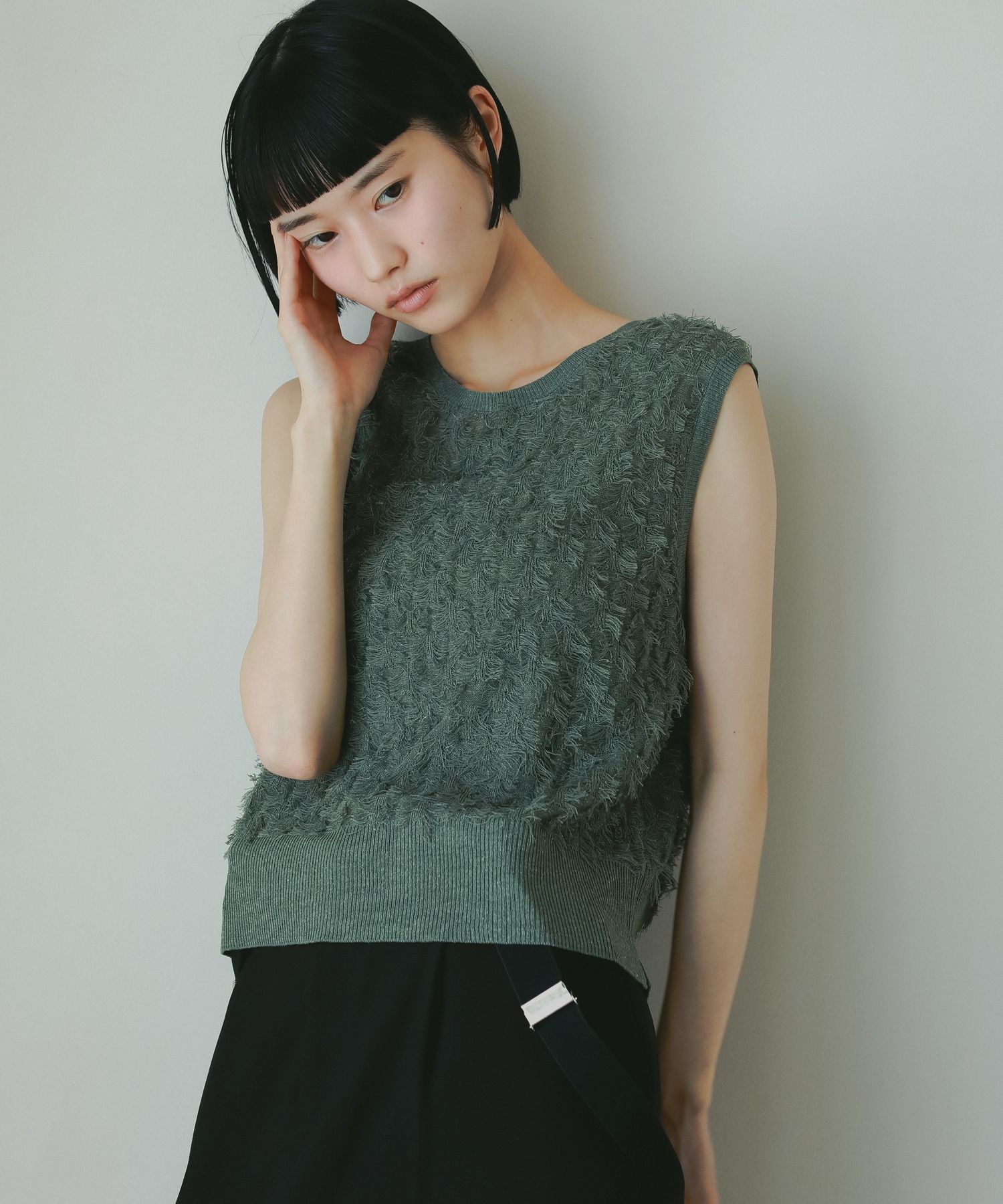 A part by 「フリンジニットノースリーブ」|ニット・セーター|グリーン