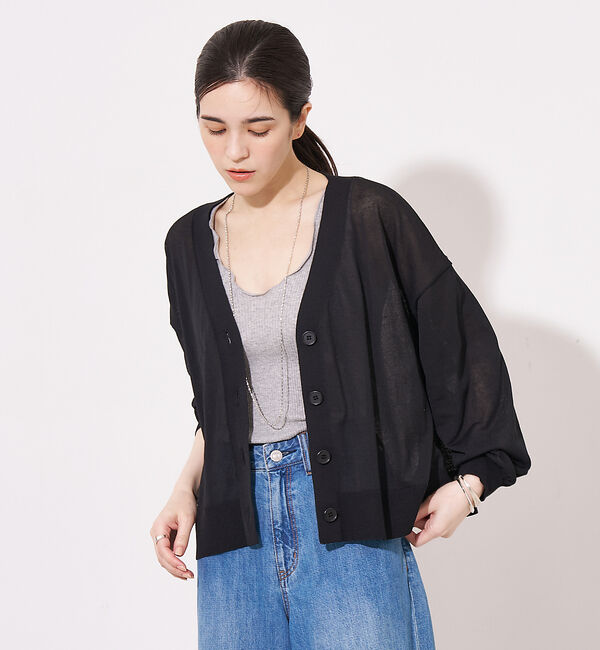 collex「Vネック ボックスシルエット シアーカーディガン」|カーディガン|