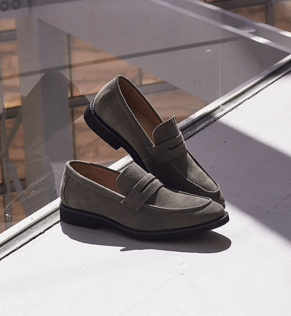 ABAHOUSE「【JapanMade】レザー コインローファー」|ローファー|グレー