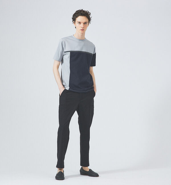 ABAHOUSE「【フロントシーム】アシンメトリー配色 半袖 Tシャツ」|Tシャツ・カットソー|