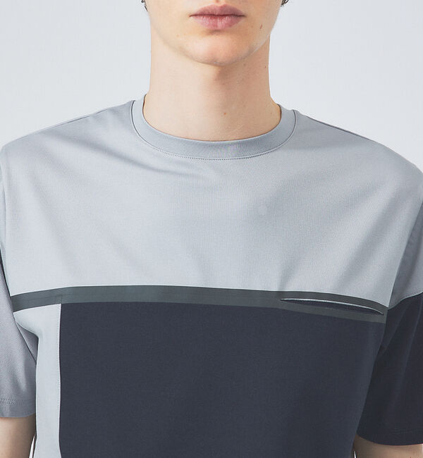 ABAHOUSE「【フロントシーム】アシンメトリー配色 半袖 Tシャツ」|Tシャツ・カットソー|