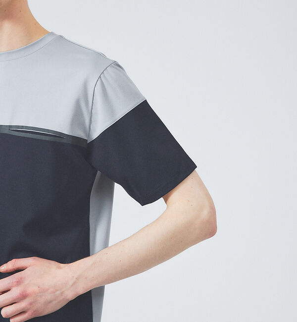 ABAHOUSE「【フロントシーム】アシンメトリー配色 半袖 Tシャツ」|Tシャツ・カットソー|