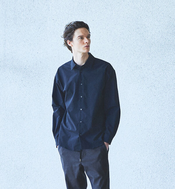 ABAHOUSE「【ナチュラルストレッチ】リラックス レギュラーカラー シャツ / シャツブルゾン」|シャツ・ブラウス|ブラック