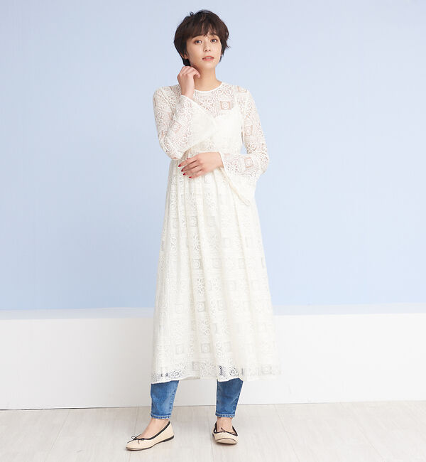 Rouge vif「フレアスリーブレースワンピース」|ワンピース|