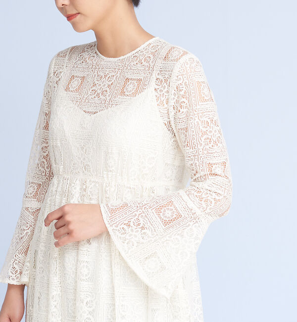 Rouge vif「フレアスリーブレースワンピース」|ワンピース|