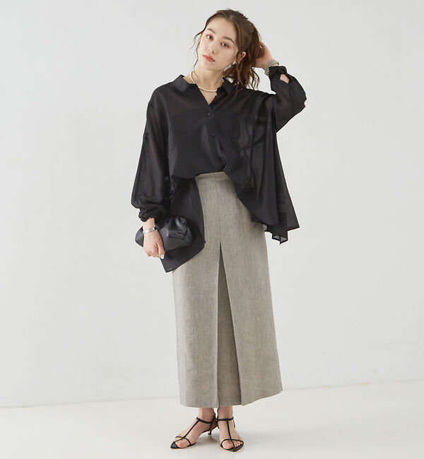 Rouge vif「シアーバック編み上げフレアシャツ」|シャツ・ブラウス|