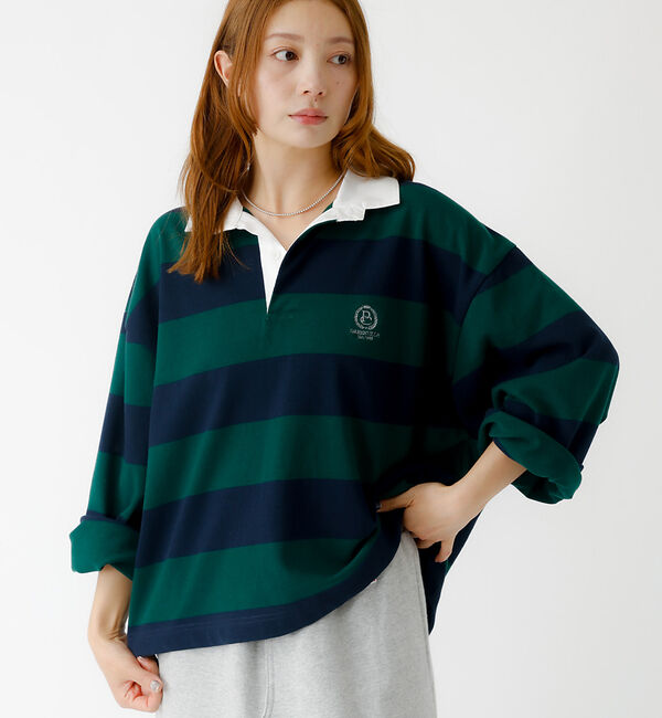 Rouge vif「【PARROTT CANVAS/パロットキャンバス】クロップド ワイド ラガーシ」|Tシャツ・カットソー|グリーン