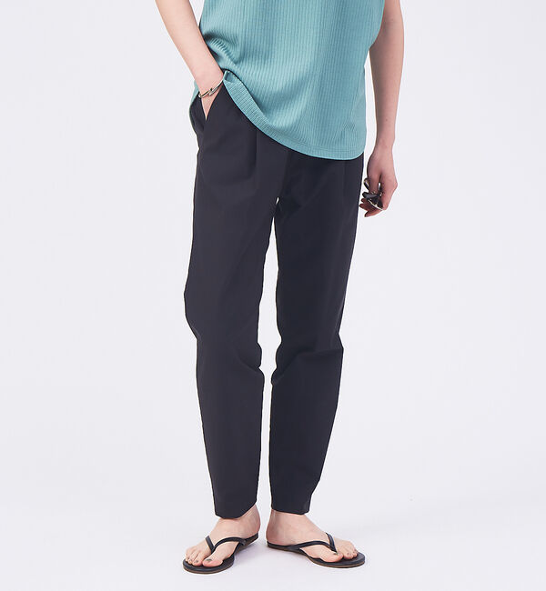 qualite「【新色登場】【セットアップ対応】コットンリネン2WAYストレッチタックパンツ」|その他|ブラック