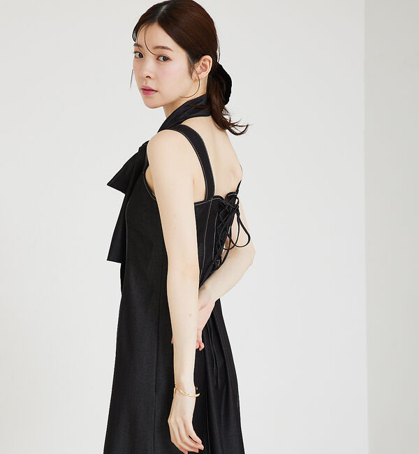 SELFIST「デニムライクリボン付ワンピース」|ワンピース|