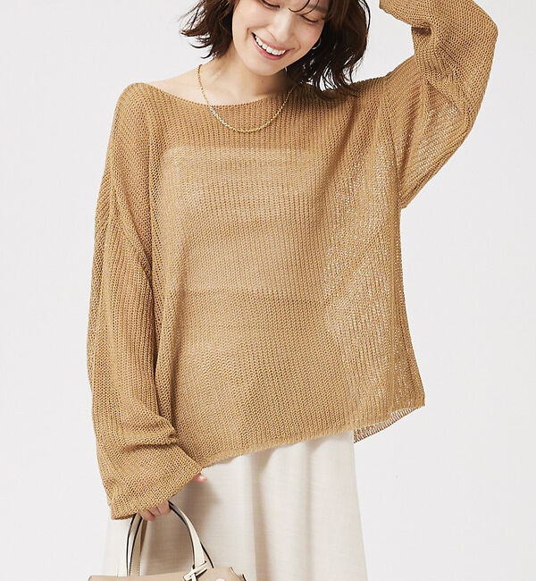 abahouse mavie「リネンライクシアーニット」|ニット・セーター|ベージュ