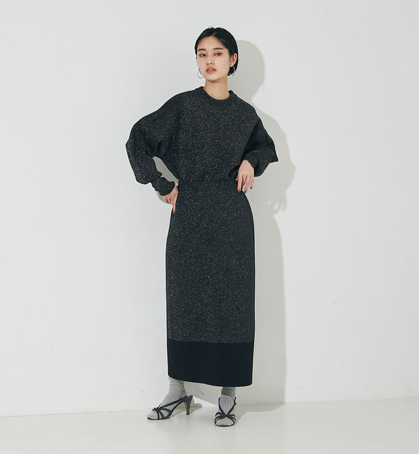 NOMINE「【上下2点セット/セットアップ対応】ラメプテーティングニットトップス＋ニットスカ」|スカート|