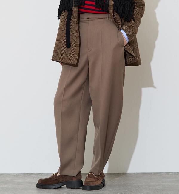 Liesse「ハイウエストカーブゼンタープレスパンツ」|その他|カーキ