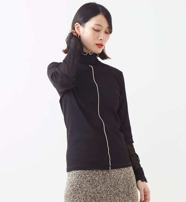 SOFFITTO「袖切替えレイヤードデザインプルオーバー」|Tシャツ・カットソー|ブラック