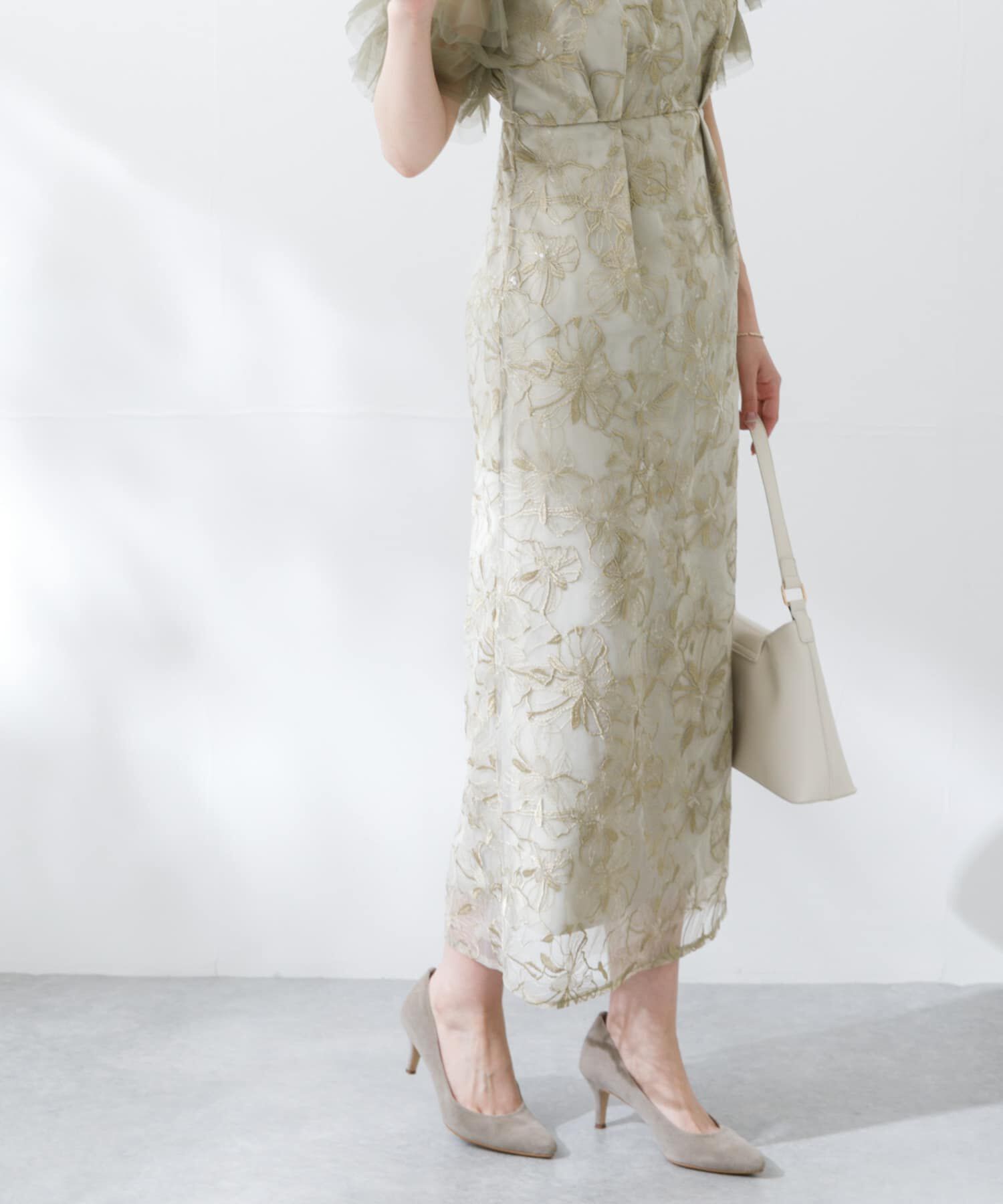 URBAN RESEARCH ROSSO「スパンコールレース刺繍ドレス」|ワンピース|