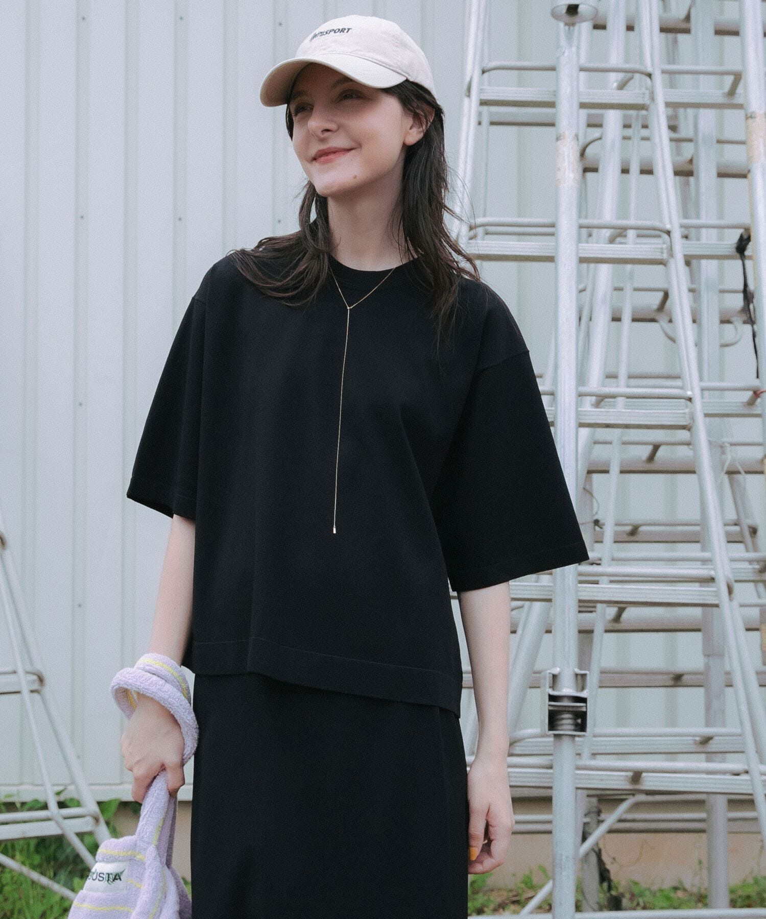 URBAN RESEARCH「ドライタッチハイゲージニットTシャツ」|Tシャツ・カットソー|ブラック