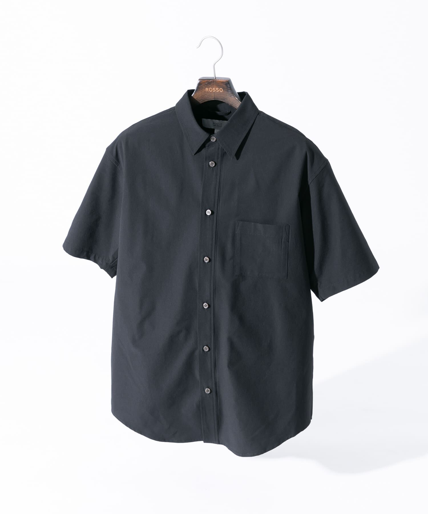 URBAN RESEARCH ROSSO「『XLサイズあり』マイクロサッカーレギュラーカラー半袖シャツ」|シャツ・ブラウス|ブラック