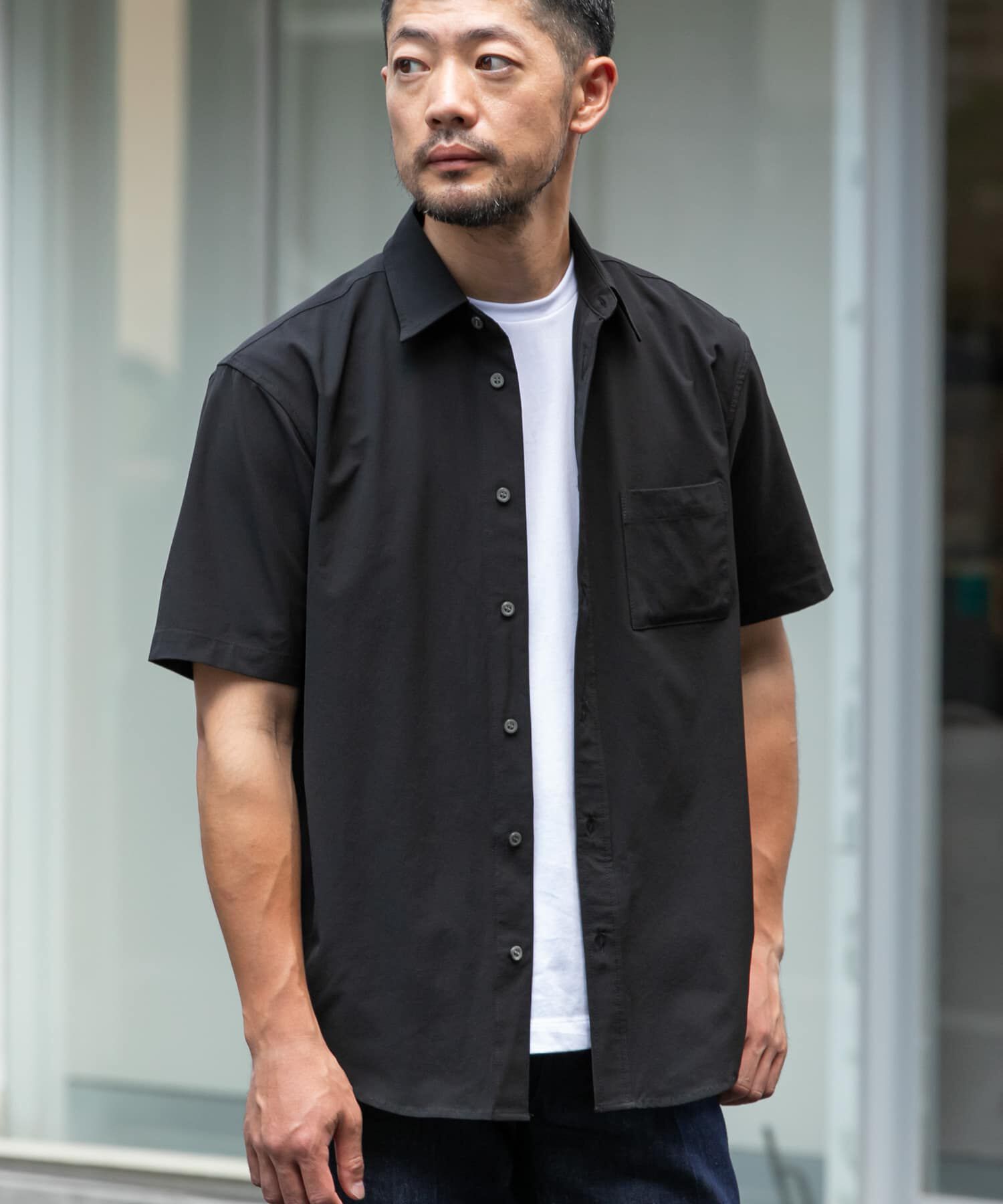 URBAN RESEARCH ROSSO「『XLサイズあり』マイクロサッカーレギュラーカラー半袖シャツ」|シャツ・ブラウス|