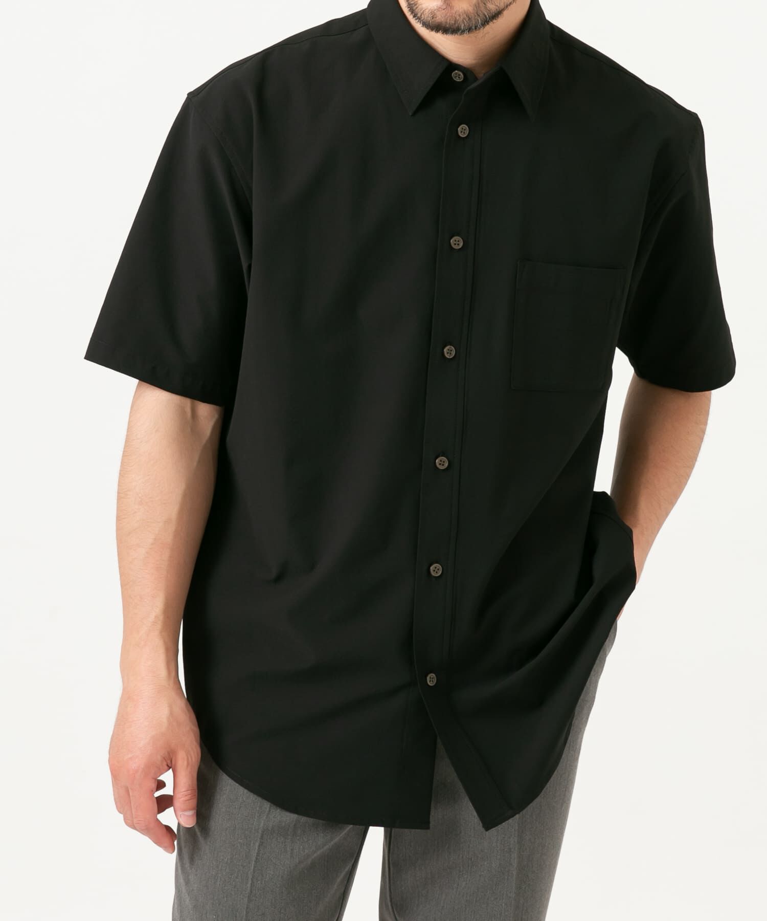 URBAN RESEARCH ROSSO「『XLサイズあり』マイクロサッカーレギュラーカラー半袖シャツ」|シャツ・ブラウス|