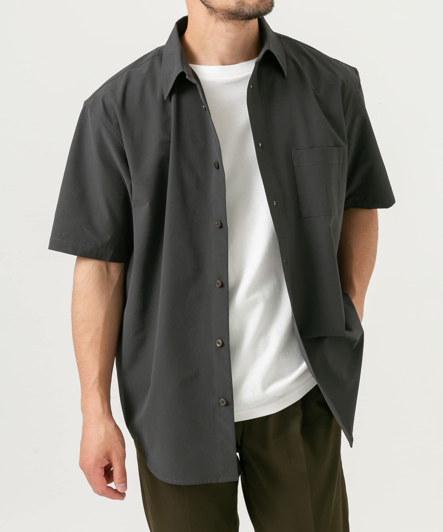 URBAN RESEARCH ROSSO「『XLサイズあり』マイクロサッカーレギュラーカラー半袖シャツ」|シャツ・ブラウス|