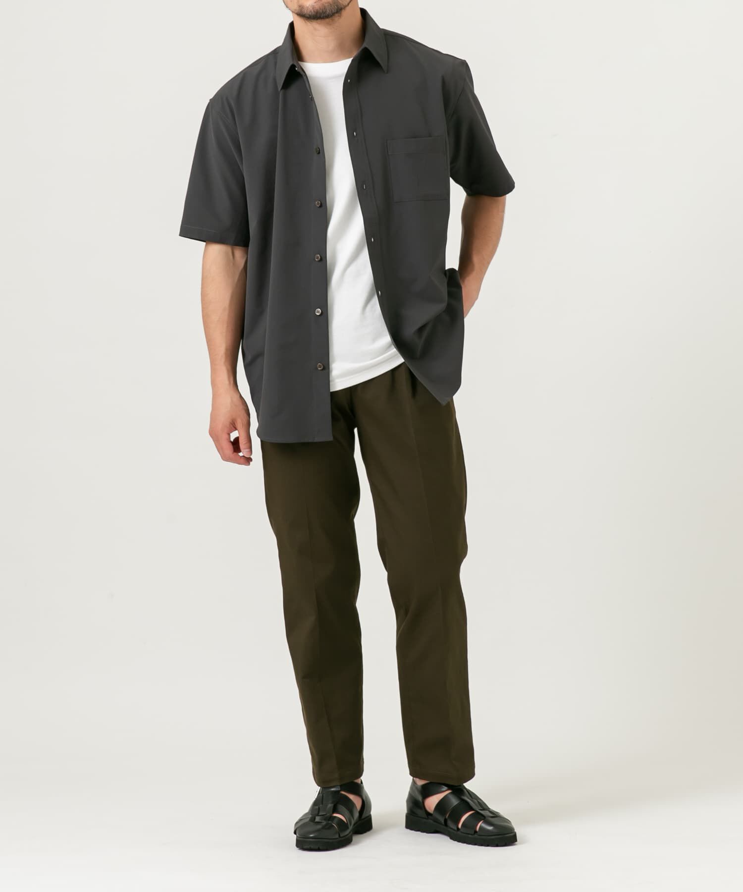 URBAN RESEARCH ROSSO「『XLサイズあり』マイクロサッカーレギュラーカラー半袖シャツ」|シャツ・ブラウス|