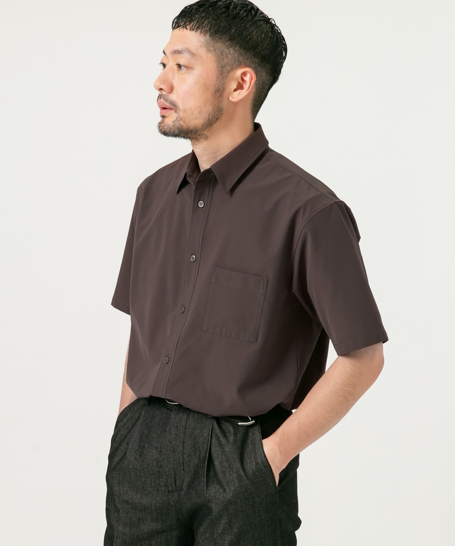 URBAN RESEARCH ROSSO「『XLサイズあり』マイクロサッカーレギュラーカラー半袖シャツ」|シャツ・ブラウス|