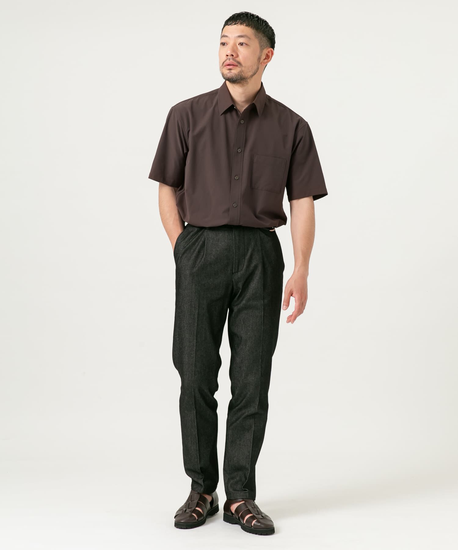 URBAN RESEARCH ROSSO「『XLサイズあり』マイクロサッカーレギュラーカラー半袖シャツ」|シャツ・ブラウス|