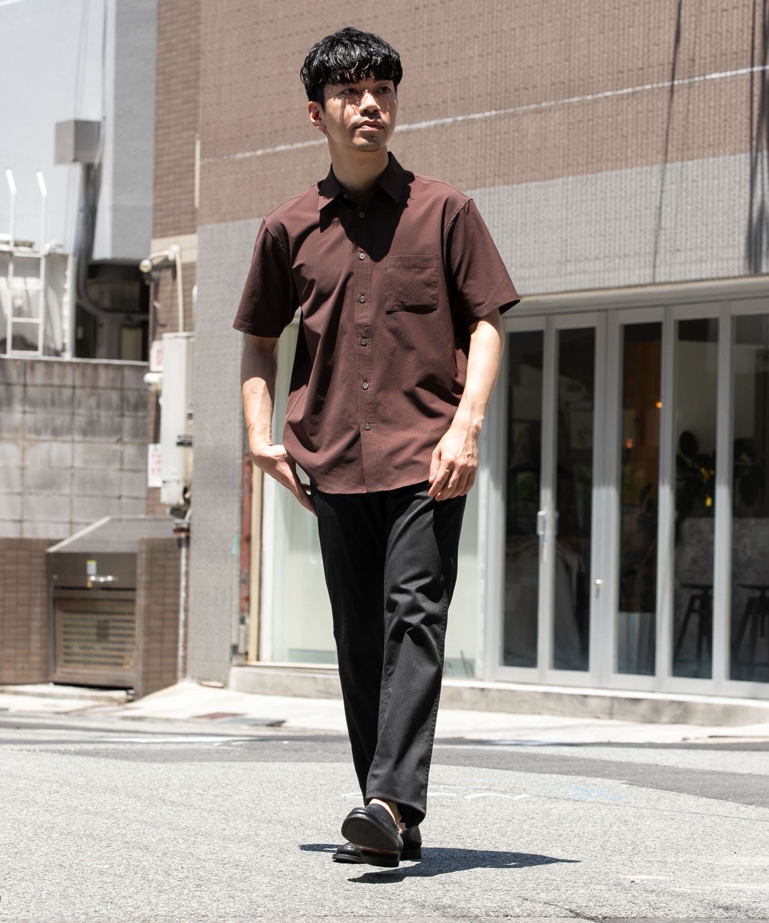 URBAN RESEARCH ROSSO「『XLサイズあり』マイクロサッカーレギュラーカラー半袖シャツ」|シャツ・ブラウス|