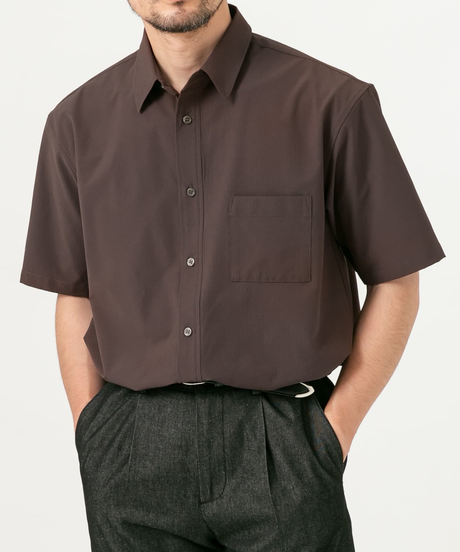 URBAN RESEARCH ROSSO「『XLサイズあり』マイクロサッカーレギュラーカラー半袖シャツ」|シャツ・ブラウス|