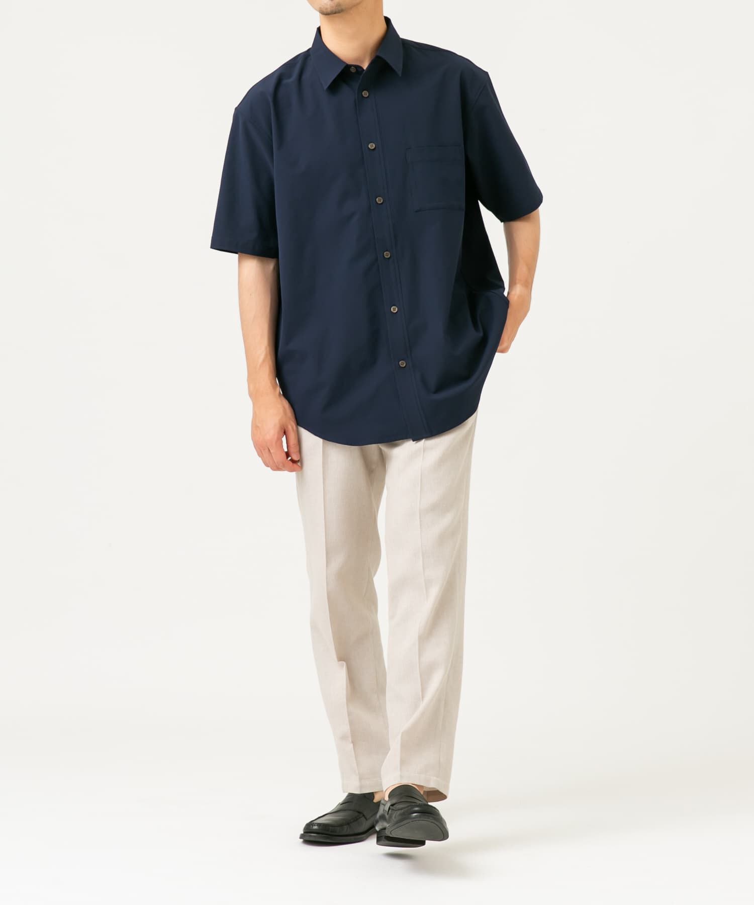 URBAN RESEARCH ROSSO「『XLサイズあり』マイクロサッカーレギュラーカラー半袖シャツ」|シャツ・ブラウス|