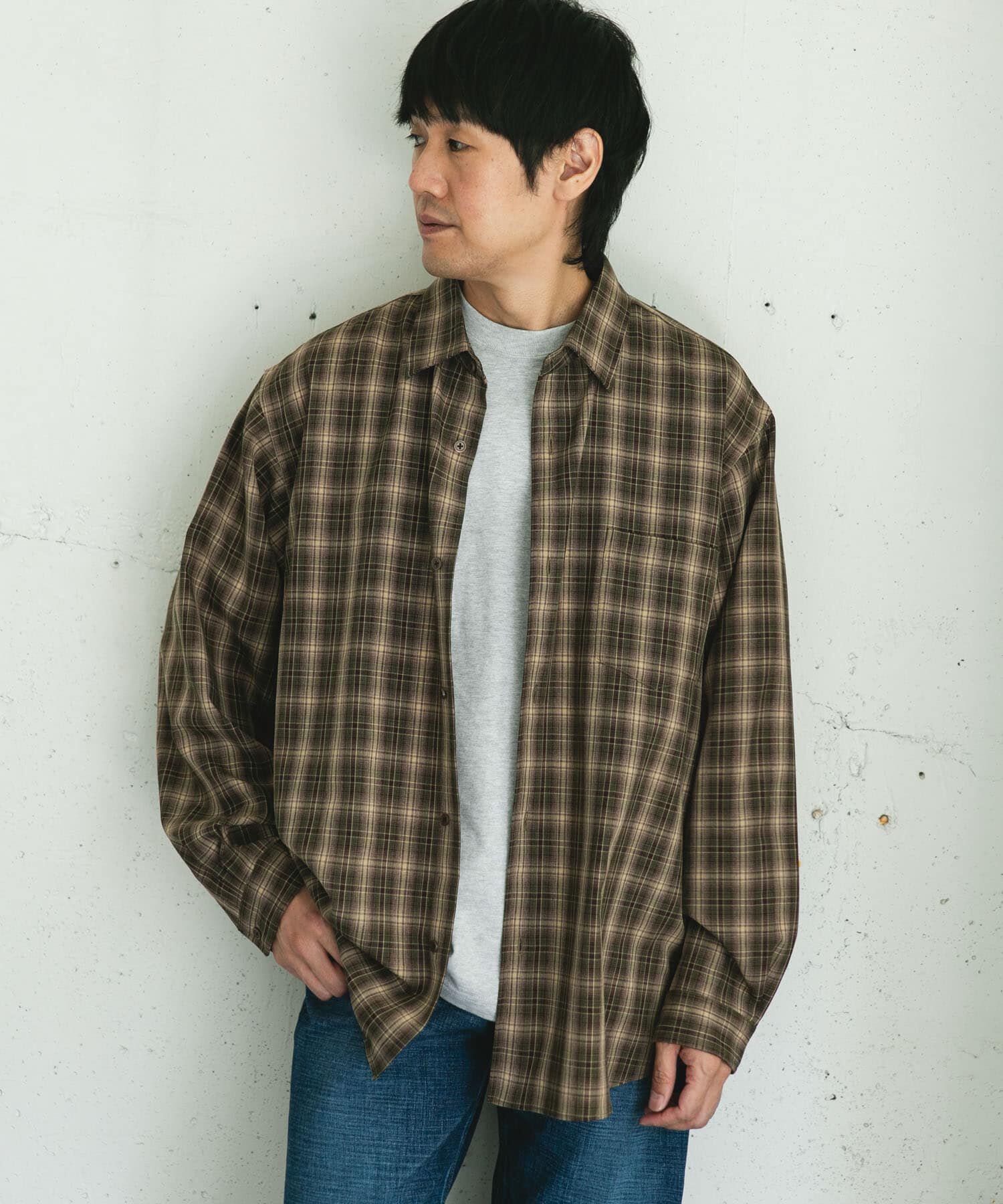 URBAN RESEARCH DOORS「オンブレチェックレギュラーカラーシャツ」|シャツ・ブラウス|