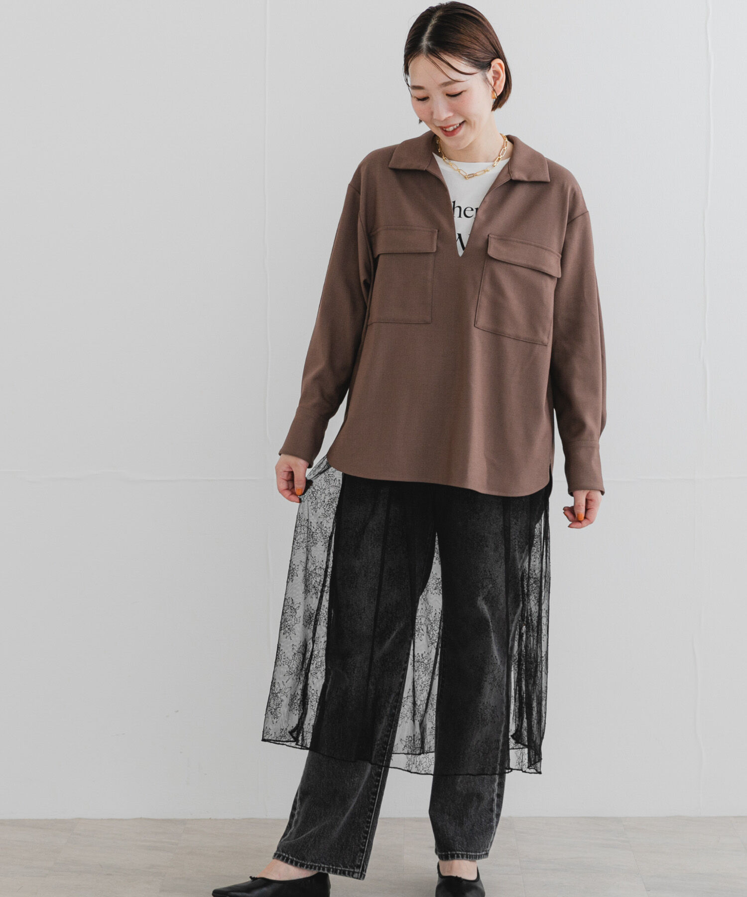 URBAN RESEARCH ROSSO「F by ROSSO　ウールライクプルブラウス」|シャツ・ブラウス|