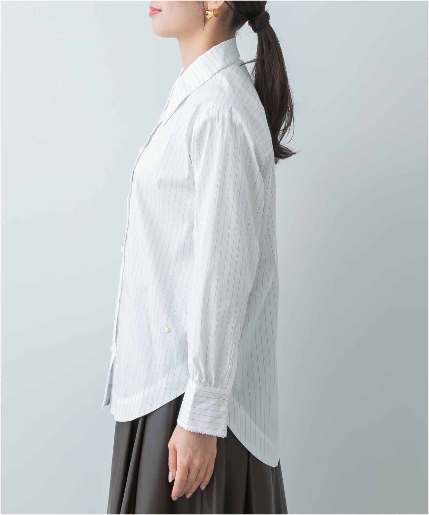 URBAN RESEARCH ROSSO「F by ROSSO　トリミングレースビッグカラーシャツ」|シャツ・ブラウス|