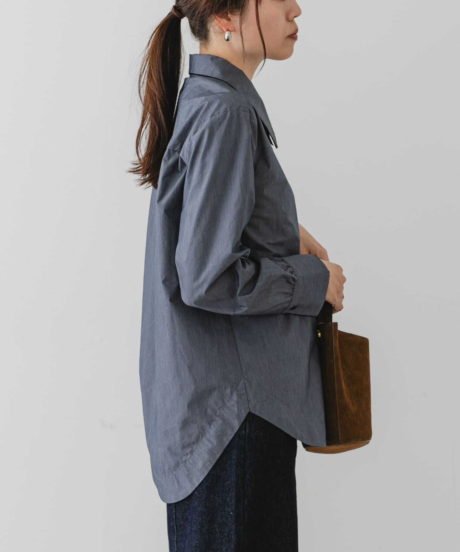 URBAN RESEARCH ROSSO「F by ROSSO　トリミングレースビッグカラーシャツ」|シャツ・ブラウス|