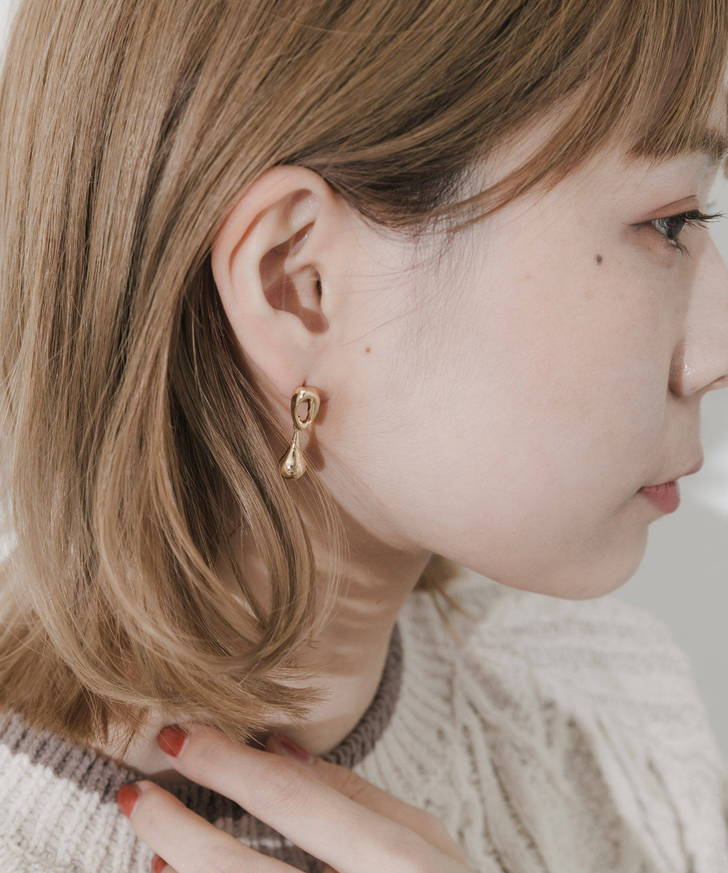 SMELLY「ニュアンスメタルサークルドロップピアス」|ピアス|