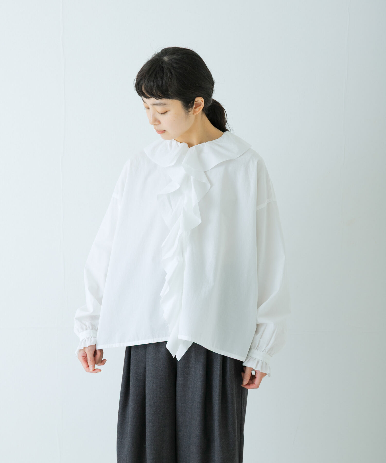 かぐれ「コットンフリルカラーシャツ」|シャツ・ブラウス|