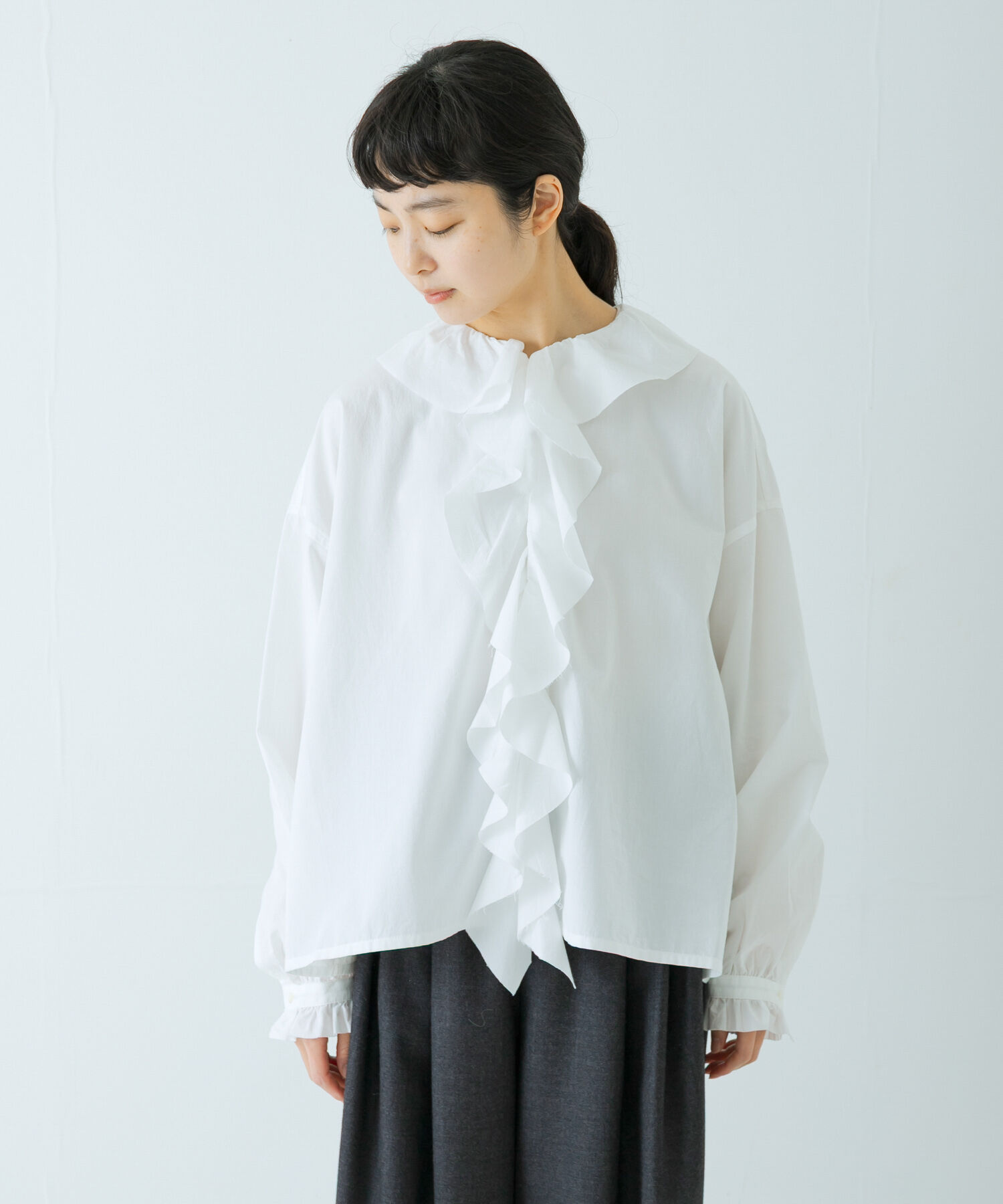 かぐれ「コットンフリルカラーシャツ」|シャツ・ブラウス|
