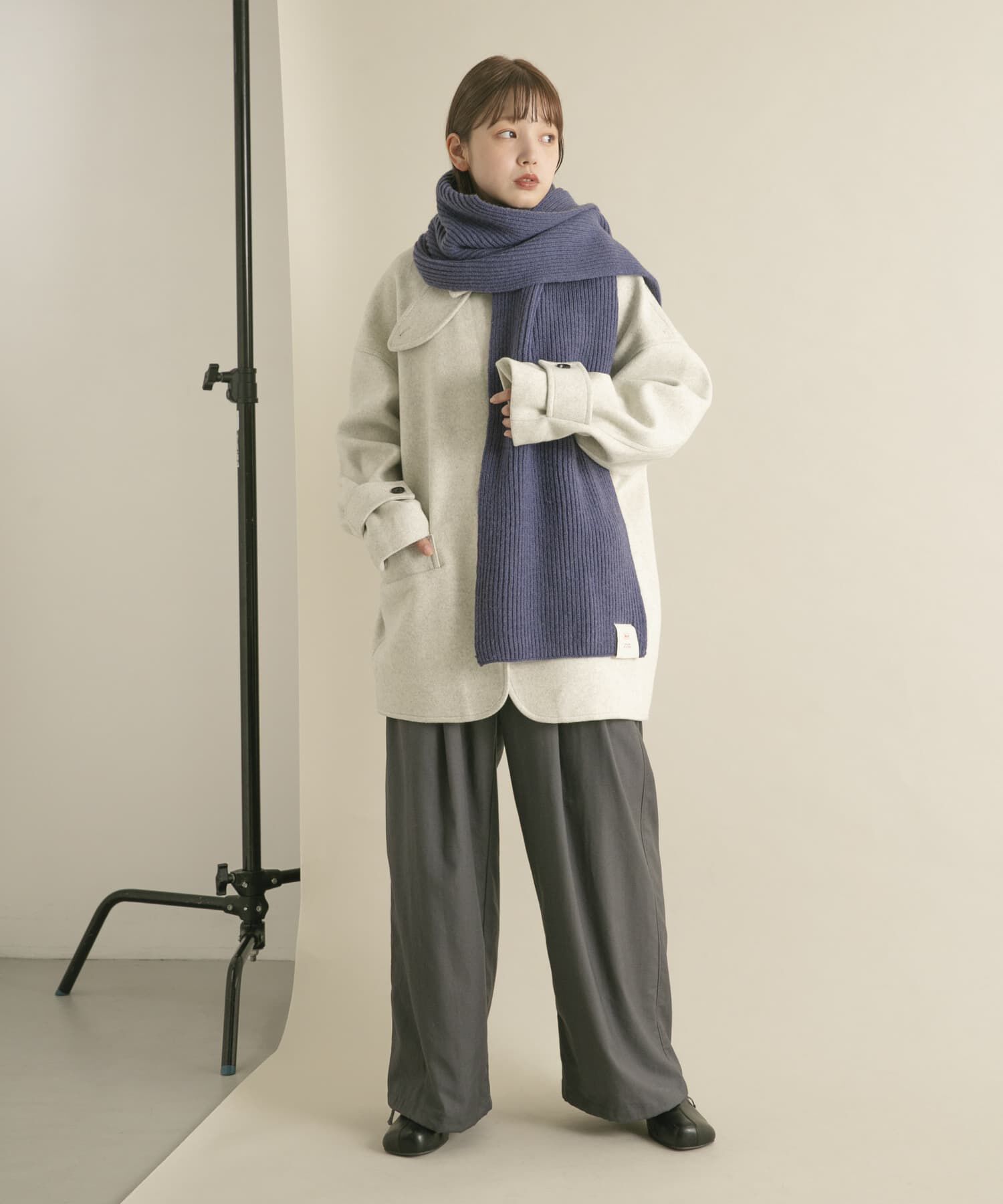  「タブ付きリブニットマフラー」|マフラー|