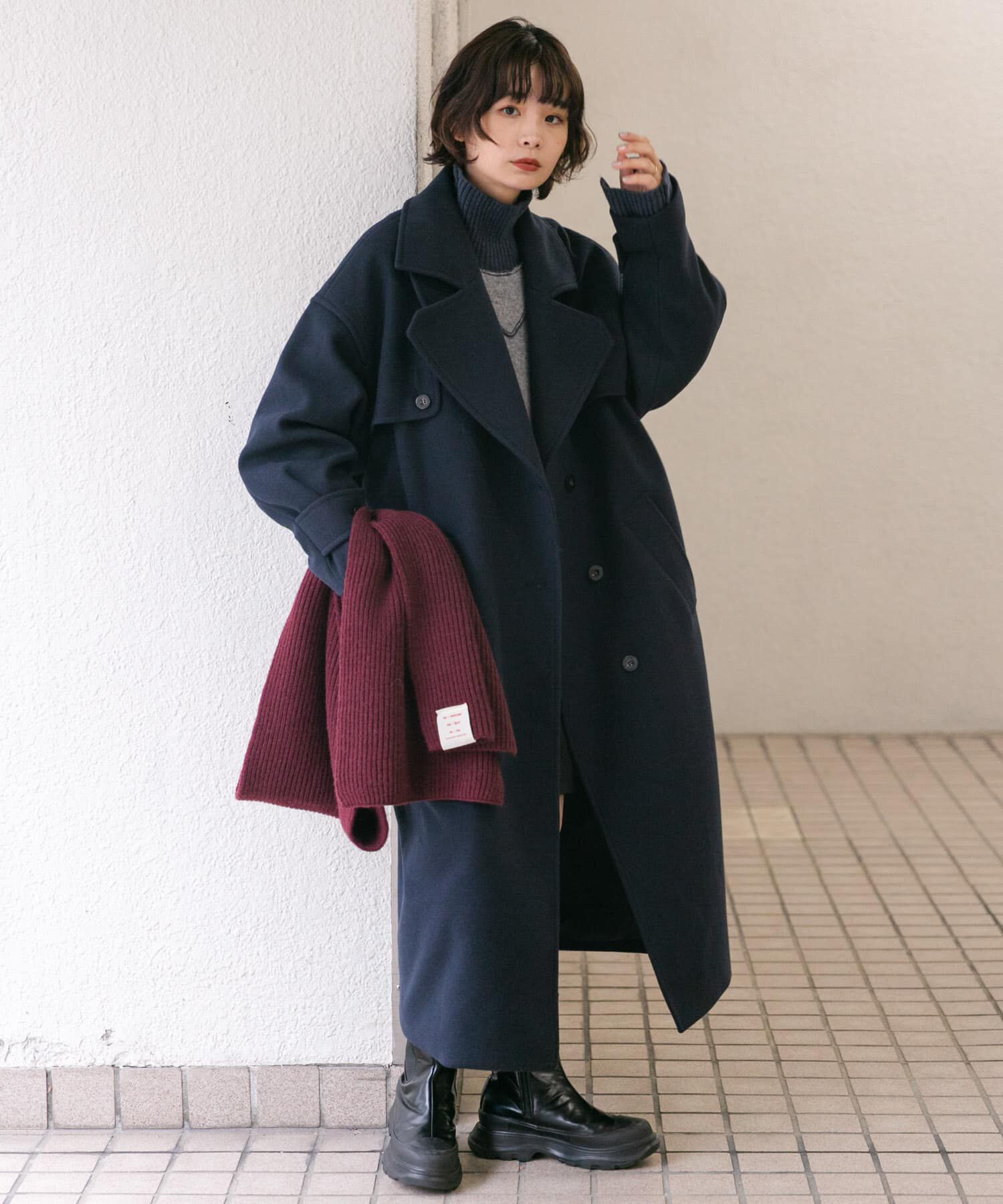  「タブ付きリブニットマフラー」|マフラー|