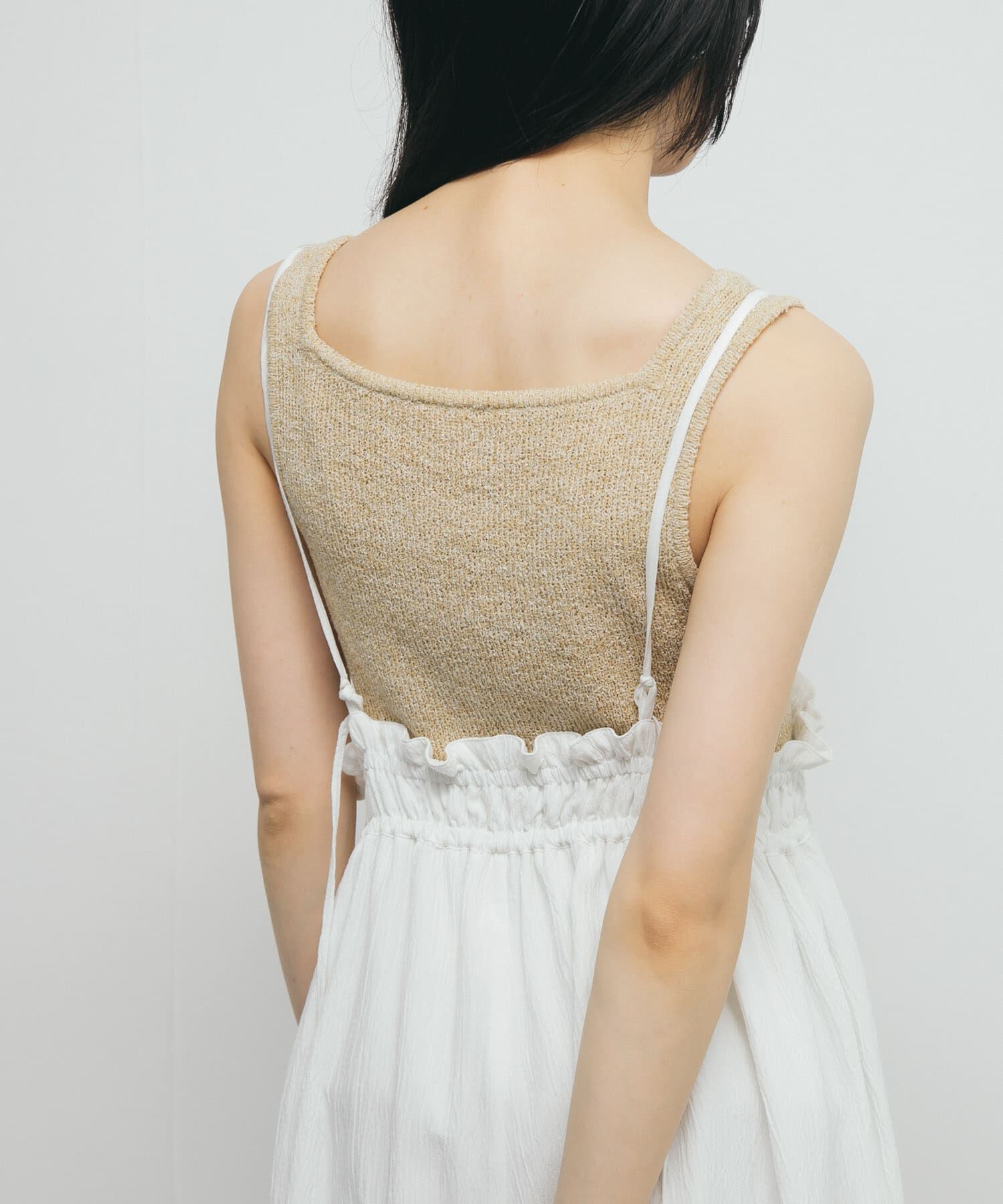  「スクエアニットタンクトップ」|タンクトップ|ベージュ系その他