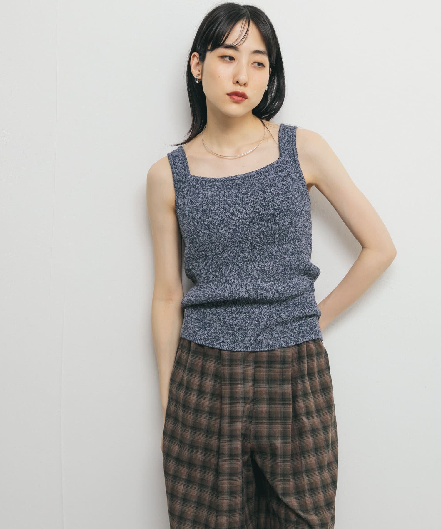  「スクエアニットタンクトップ」|タンクトップ|