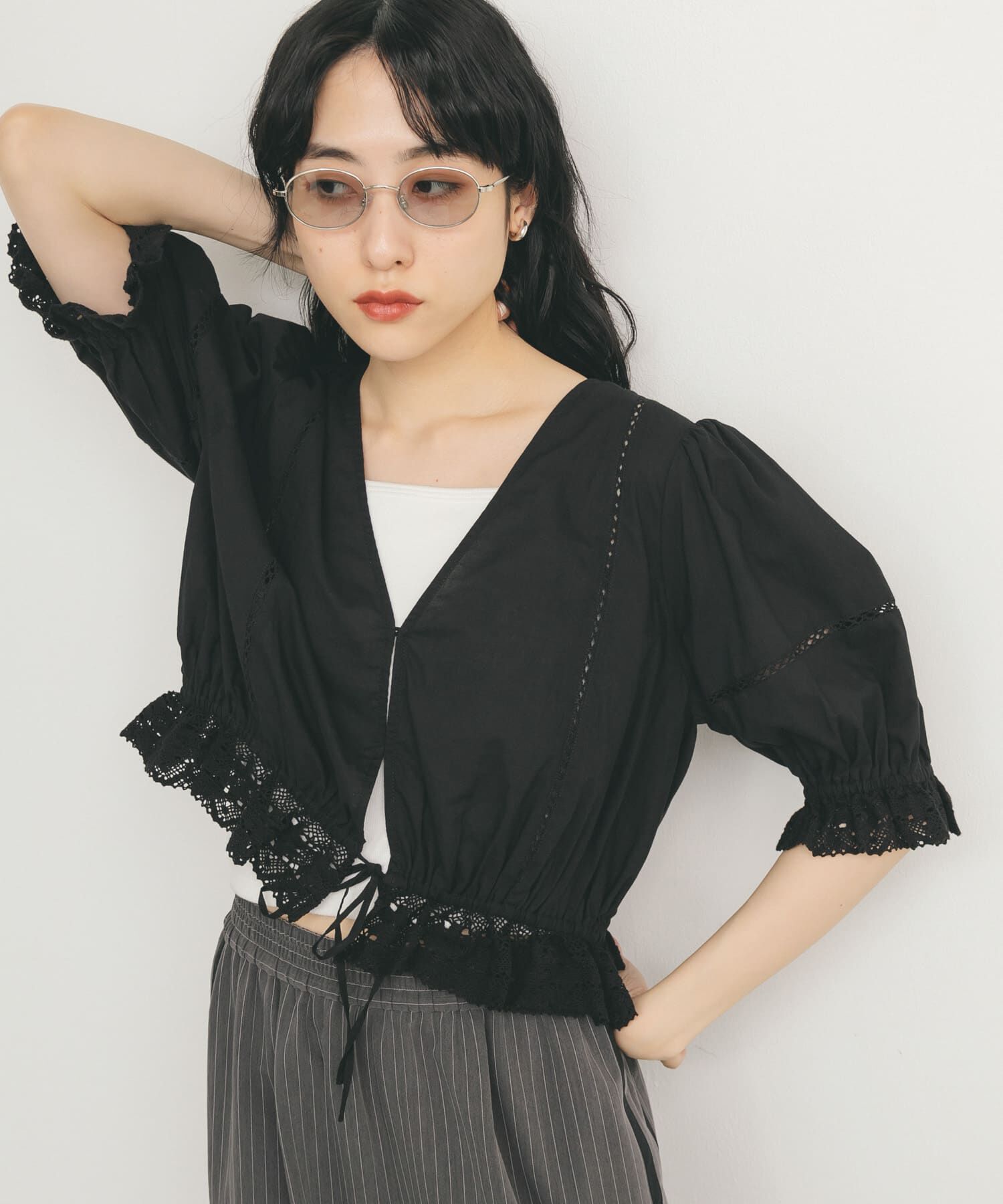 「2WAYコンパクトレースブラウス」|シャツ・ブラウス|